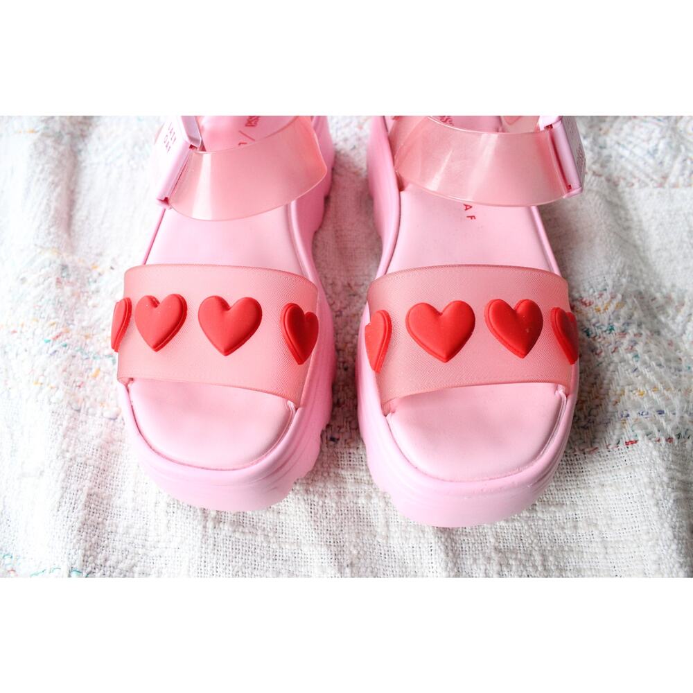 Lazy Oaf Melissa Pink Heart Platform Sandals Size 7 - Picture 3 of 5